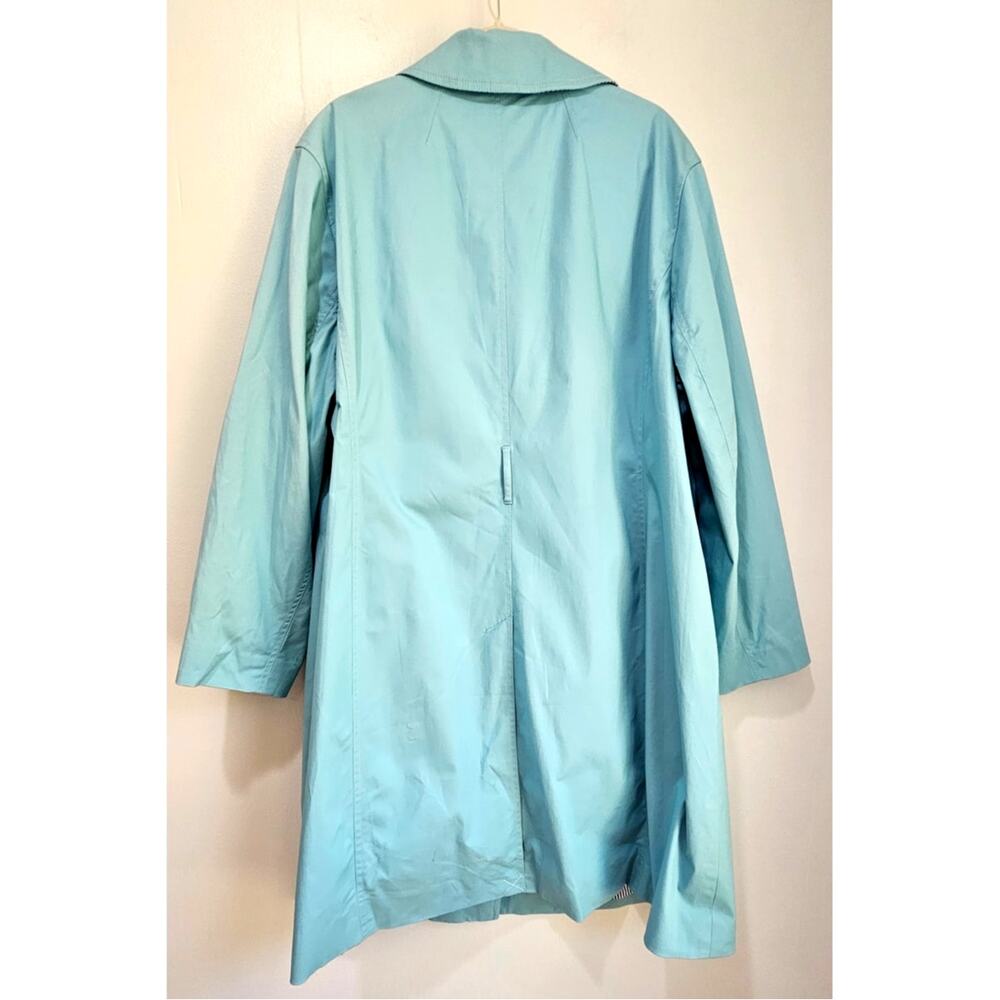 Talbots Classic Trench Coat Jacket, Turquoise, Tortoise Buttons, Plus Sz 3X - Picture 4 of 12
